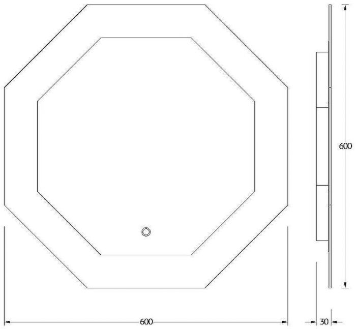 Зеркало Evoform Ledshine 60x60 BY 2603 с подсветкой 19 W - сенсорный выключатель - нейтральный белый свет