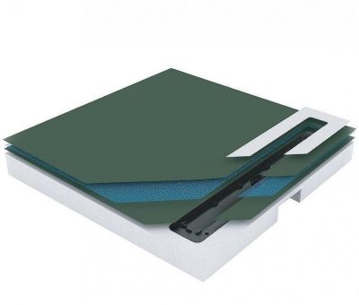 Душевой поддон из вспененного полистирола Pestan 90х90 Confluo Board Uni 40007821BG под плитку со встроенным душевым лотком Frameless Line Black Glass 550