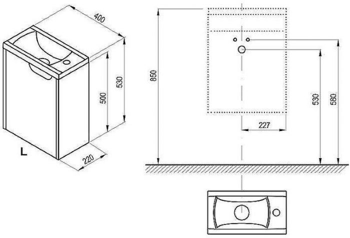 Тумба под раковину Ravak SD Classic 40 L X000001484 подвесная Белая глянцевая