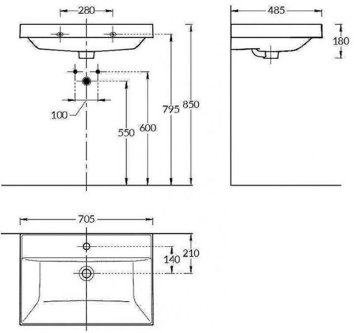 Раковина Kerama Marazzi Cubo 70 CU.wb.70 Белая глянцевая