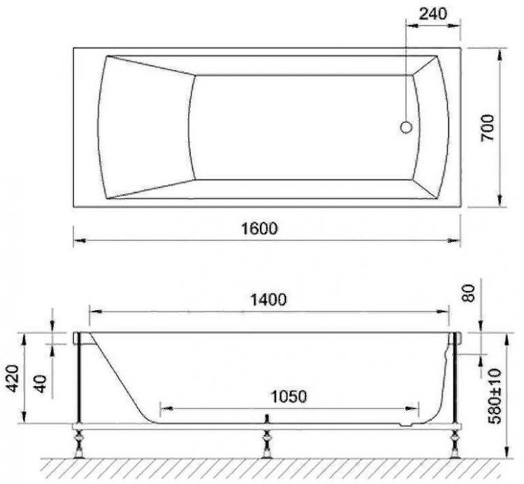 Акриловая ванна BellSan Вета 160x70 4627171530127 без гидромассажа