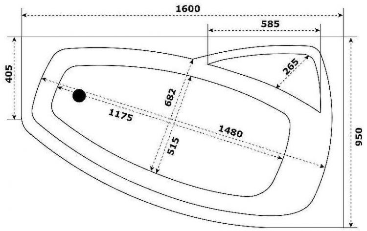 Акриловая ванна Bas Камея PRO 160x95 L В А0119 без гидромассажа Акриловая ванна Bas Камея PRO 160x95 L В А0119 без гидромассажа