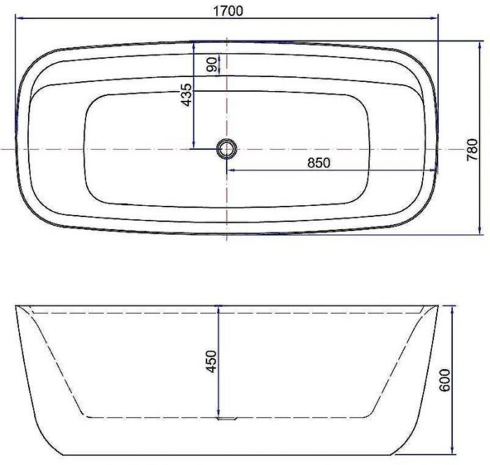 Акриловая ванна Aquanet Fine 170x78 260045 без гидромассажа