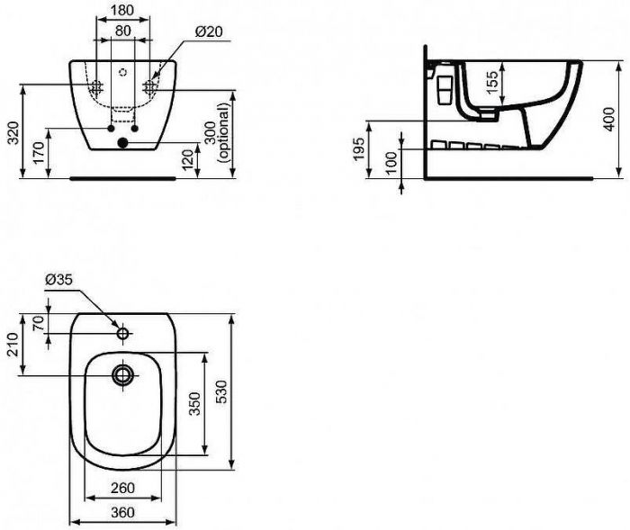 Комплект биде с инсталляцией Ideal Standard Tesi D386801 Белый