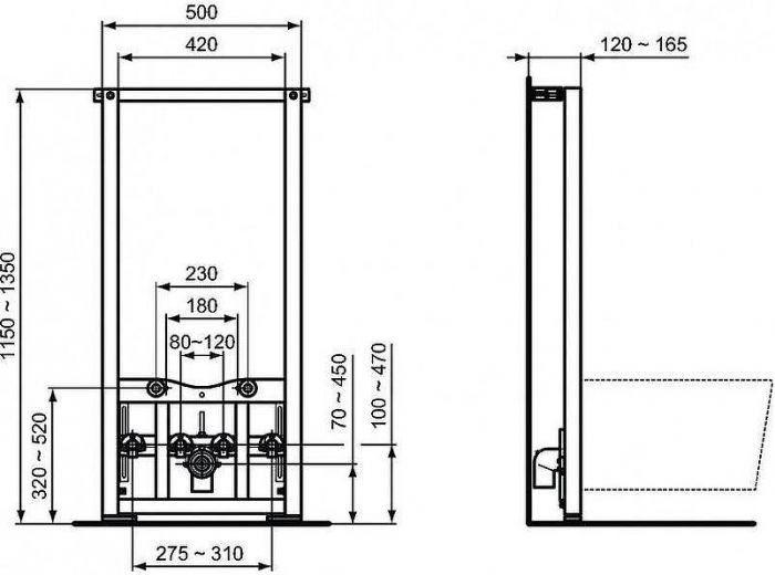 Комплект биде с инсталляцией Ideal Standard Tesi D386801 Белый