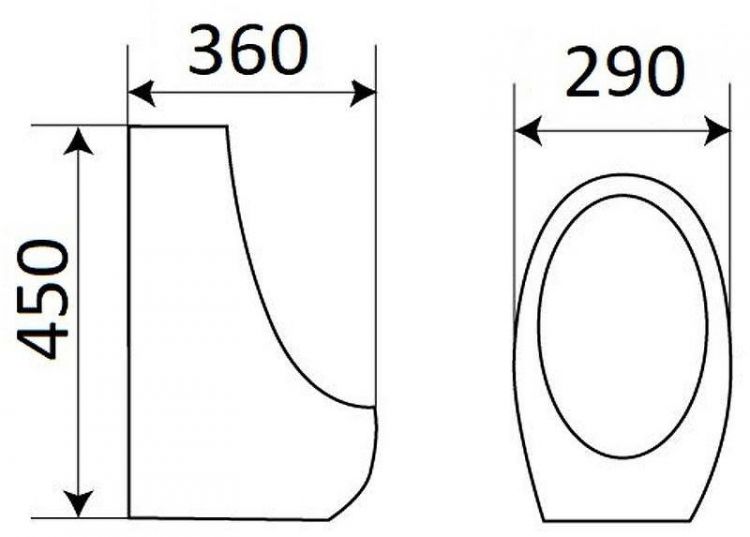 Писсуар CeramaLux X545S с кнопочным механизмом смыва