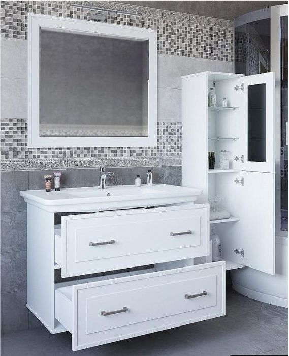 Тумба под раковину Sanflor Модена 105 С04615 подвесная Белая матовая