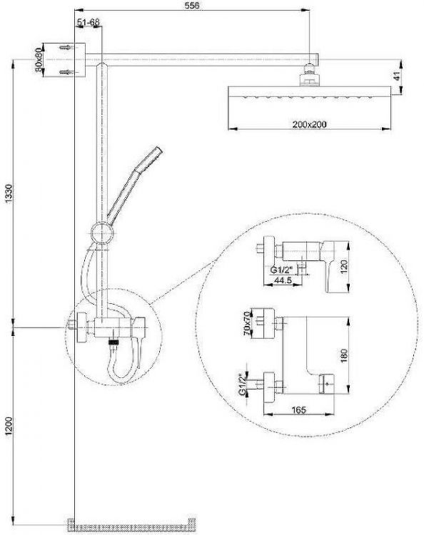 Душевая система E.C.A. Caro 102154006EX Хром
