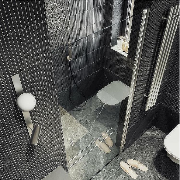 Душевая дверь Maybah Glass MGD-803-5 800x1980 на монопетле Хром матовый стекло прозрачное