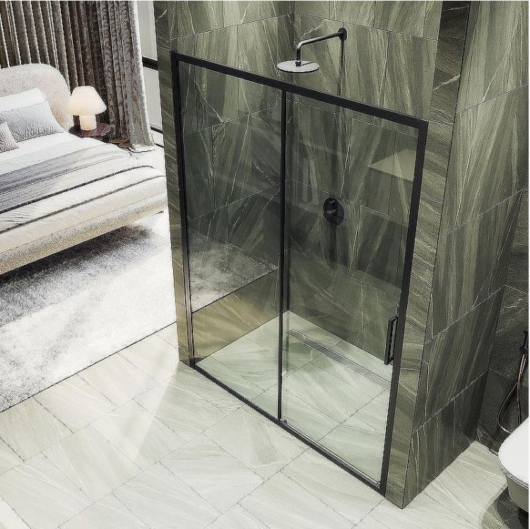 Душевая дверь Maybah Glass MGD-1277-6 1500x1950 раздвижная профиль Черный стекло прозрачное