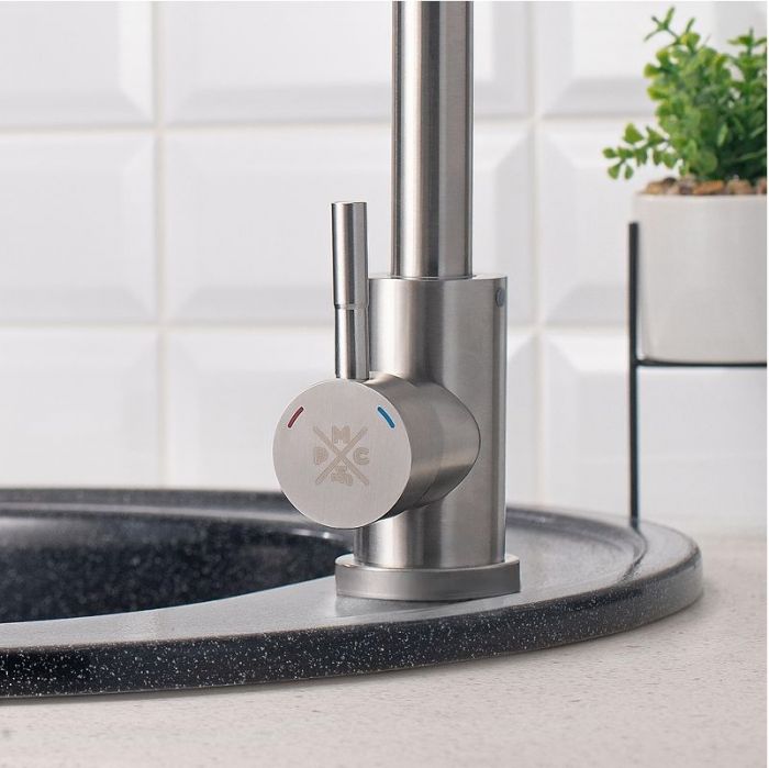 Смеситель для кухни Ростовская Мануфактура Сантехники SUS124-017FL Нержавеющая сталь