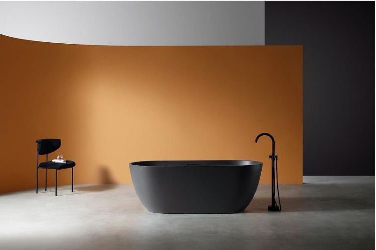 Ванна из искусственного камня Abber Frankfurt 170x75 AM9941B Черная без гидромассажа