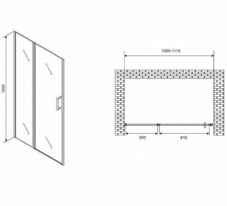 Душевая дверь Abber Sonnenstrand 110 AG04110MS профиль Хром стекло матовое