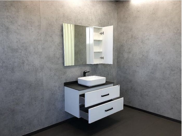 Тумба с раковиной Comforty Амстердам 95 00-00005494 подвесная Белый глянец