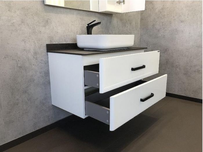 Тумба с раковиной Comforty Амстердам 95 00-00005494 подвесная Белый глянец