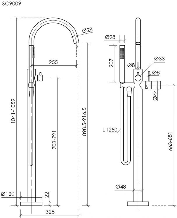 Смеситель для ванны напольный SANCOS Etna, вороненая сталь, SC9009GG Смеситель для ванны напольный SANCOS Etna, вороненая сталь, SC9009GG