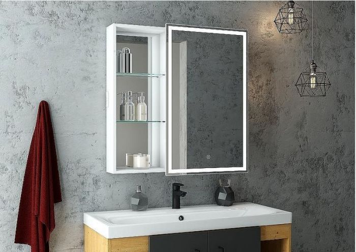 Зеркальный шкаф Bellezza Марта 80 R 4646613021016 с подсветкой Белый