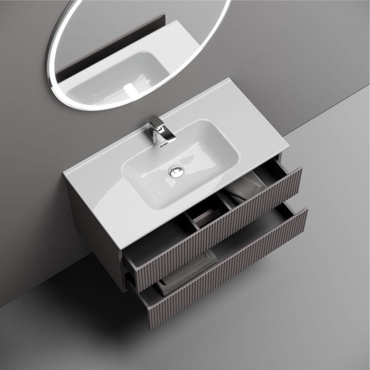 Тумба подвесная SANCOS Snob T 890х445х500, c двумя ящиками оснащенными доводчиками, Doha Soft,SNT90SM Тумба подвесная SANCOS Snob T 890х445х500, c двумя ящиками оснащенными доводчиками, Doha Soft,SNT90SM