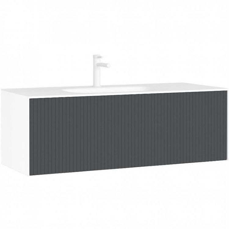 Тумба с раковиной Orka Cube 120 3000381 подвесная Антрацит матовый Белая Тумба с раковиной Orka Cube 120 3000381 подвесная Антрацит матовый Белая