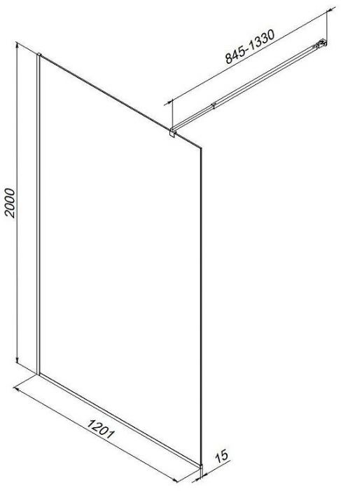 Душевая перегородка AM.PM Func 120 W84WI-120-F1-BTE профиль Черный стекло прозрачное