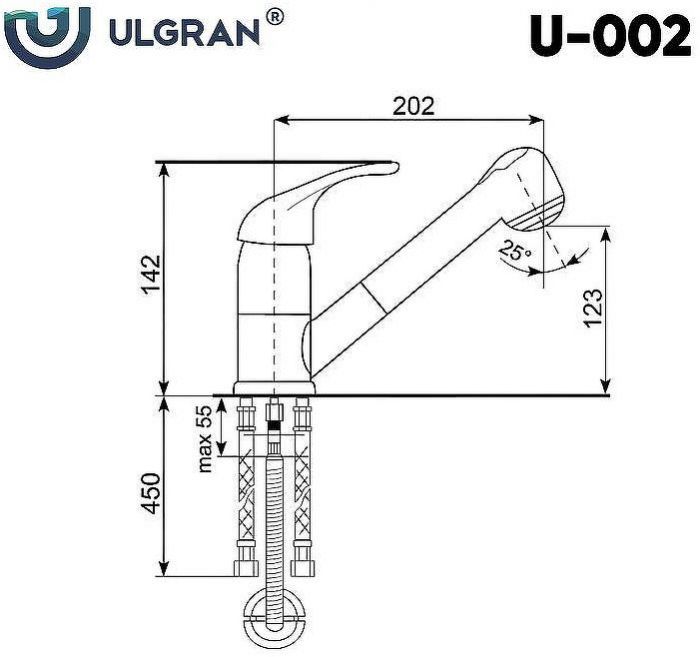 Смеситель для кухни Ulgran Classic U-002-310 Серый