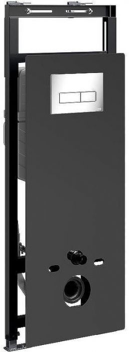 Инсталляция WasserKRAFT Salm 27TLT.010.ME.BL.CH03 для унитаза Черное стекло с клавишей смыва Хром