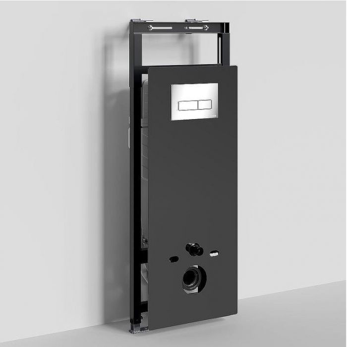 Инсталляция WasserKRAFT Salm 27TLT.010.ME.BL.CH03 для унитаза Черное стекло с клавишей смыва Хром
