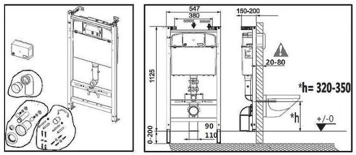 Комплект унитаза с инсталляцией Roca Debba Pack Rimless 893104970 с сиденьем Микролифт без клавиши смыва