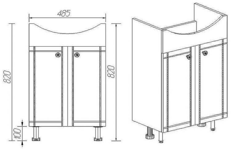 Тумба под раковину VIANT Париж 55 VPAR55ER-T2ST Белая