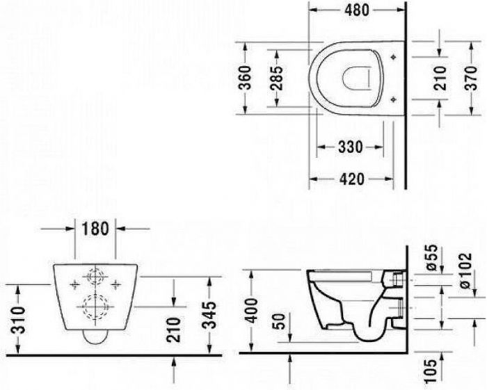 Унитаз Duravit Set ME by Starck 45300900A1 подвесной с сиденьем Микролифт