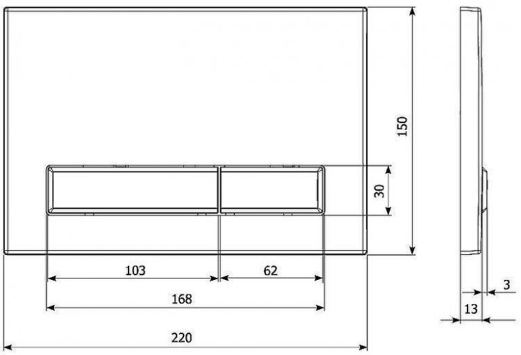Клавиша смыва KK POL M08 V1 SPP/091/0.1/K Черная матовая Хром