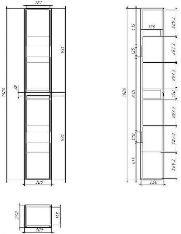 Шкаф пенал Dreja Slim 30 99.0406 подвесной Белый глянец