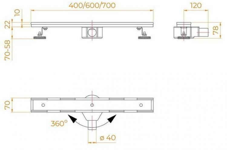 Душевой лоток RGW SDR-08-40 21210840-011 с решеткой Хром / под плитку