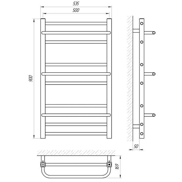 Полотенцесушитель электрический масляный Laris Ника П10 90х50 Полотенцесушитель электрический масляный Laris Ника П10 90х50