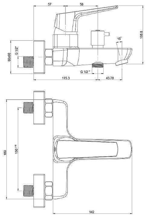 Смеситель для ванны Paini Bari RTCR111 Хром Смеситель для ванны Paini Bari RTCR111 Хром