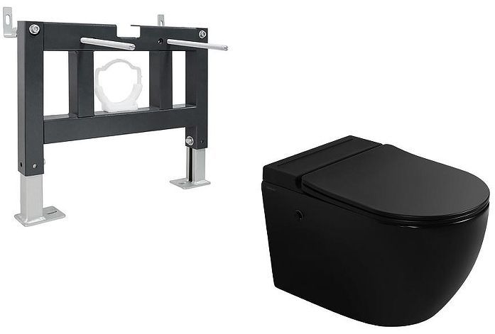 Комплект унитаза с инсталляцией Abber Bequem AC1108PMB-AC0101P цвет Черный матовый с сиденьем Микролифт