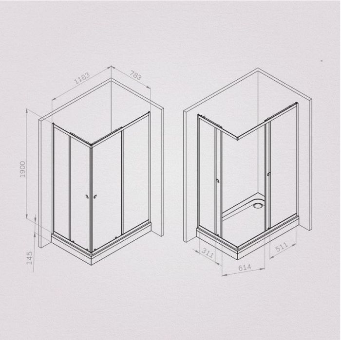 Душевой уголок AM.PM Sunny 120х80 W87G-403-12080-MT профиль Хром матовый стекло прозрачное