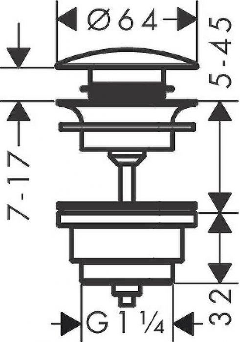 Донный клапан Hansgrohe 50100670 click-clack Черный матовый