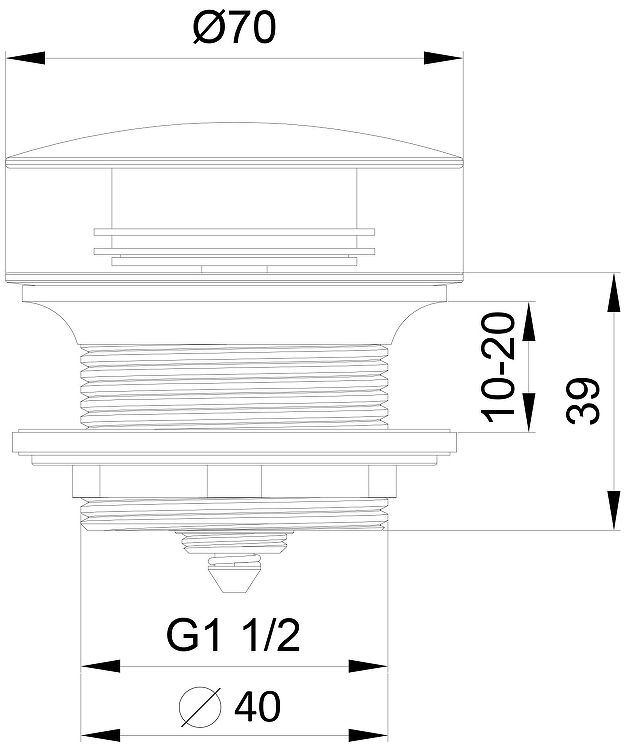 Донный клапан Wonzon & Woghand WW-SS105-BG click-clack цвет Брашированное золото Донный клапан Wonzon & Woghand WW-SS105-BG click-clack цвет Брашированное золото