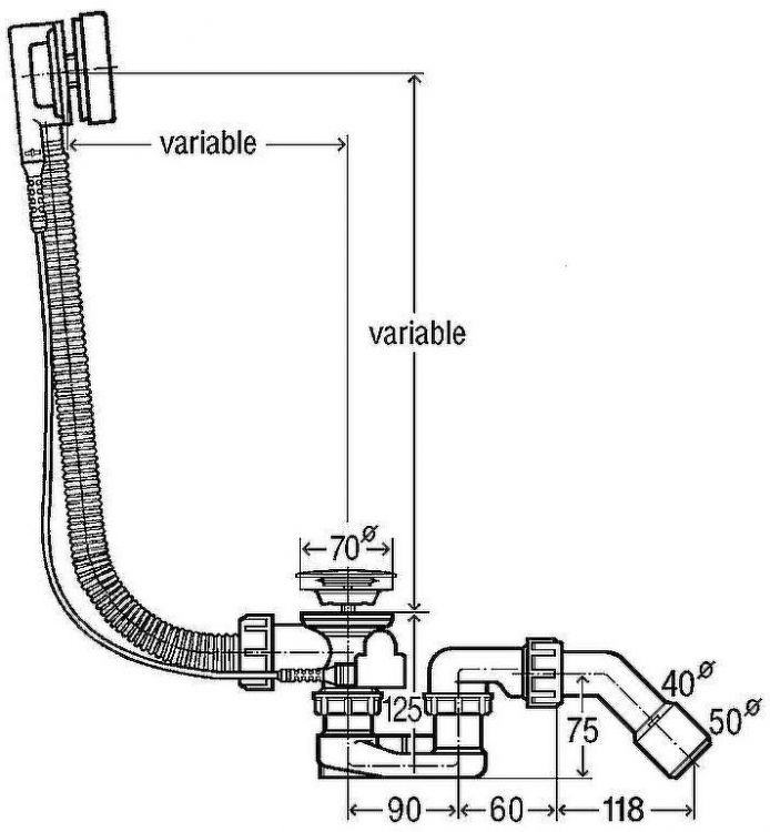 Слив-перелив Viega Simplex 595678 полуавтомат Хром