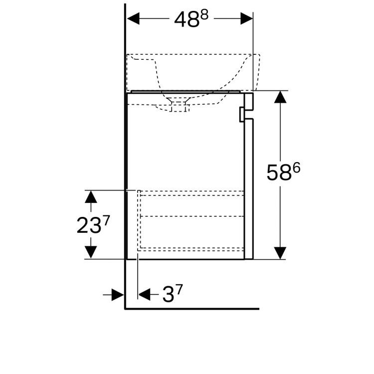 Тумба под раковину Geberit Renova Nr. 1 Plan , 123x44, натуральный дуб [869133000]