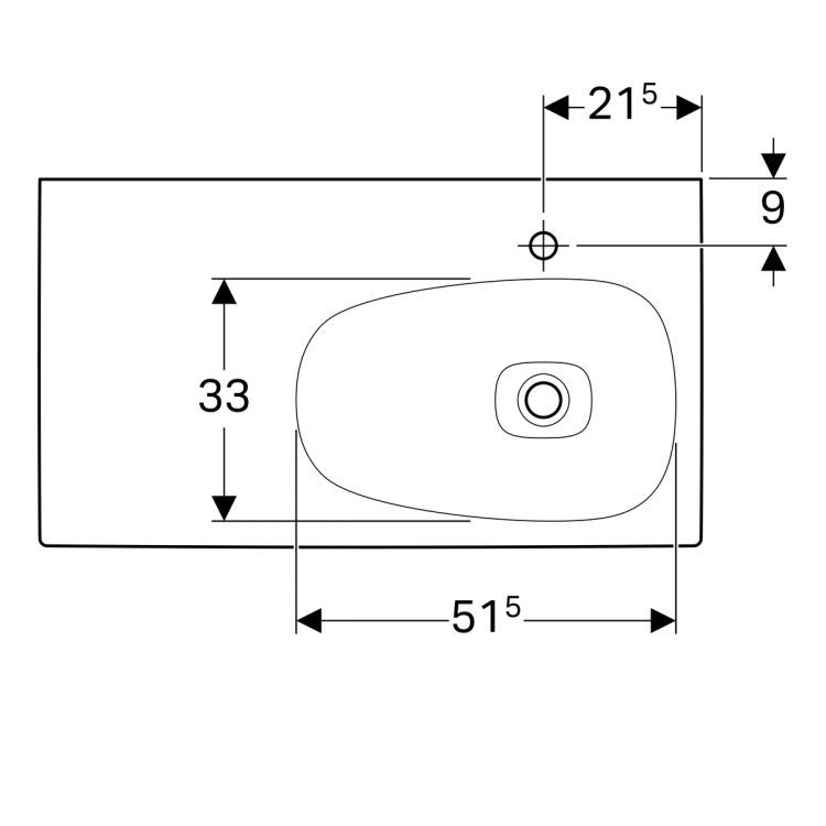Раковина Geberit Citterio 90х50, полочка слева, без перелива [500.549.01.1]