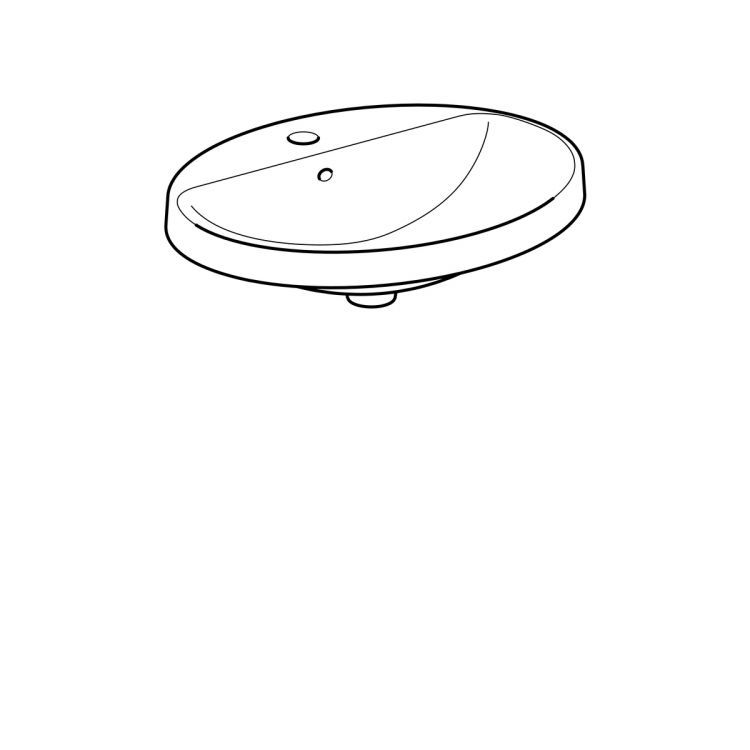 Раковина Geberit VariForm овальной формы, 60х48 см, с отв. под смеситель, с отв. перелива [500.724.01.2]