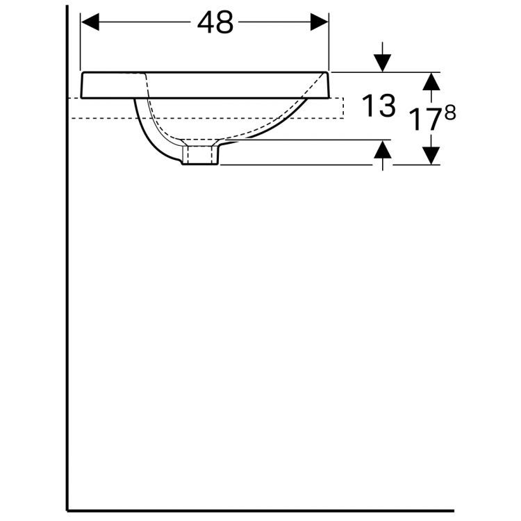 Раковина Geberit VariForm овальной формы, 60х48 см, с отв. под смеситель, с отв. перелива [500.724.01.2]