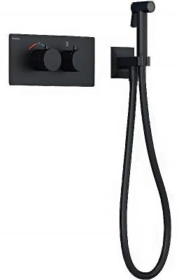 Гигиенический душ со смесителем Teska Lio Teo TS6208 с термостатом Черный матовый