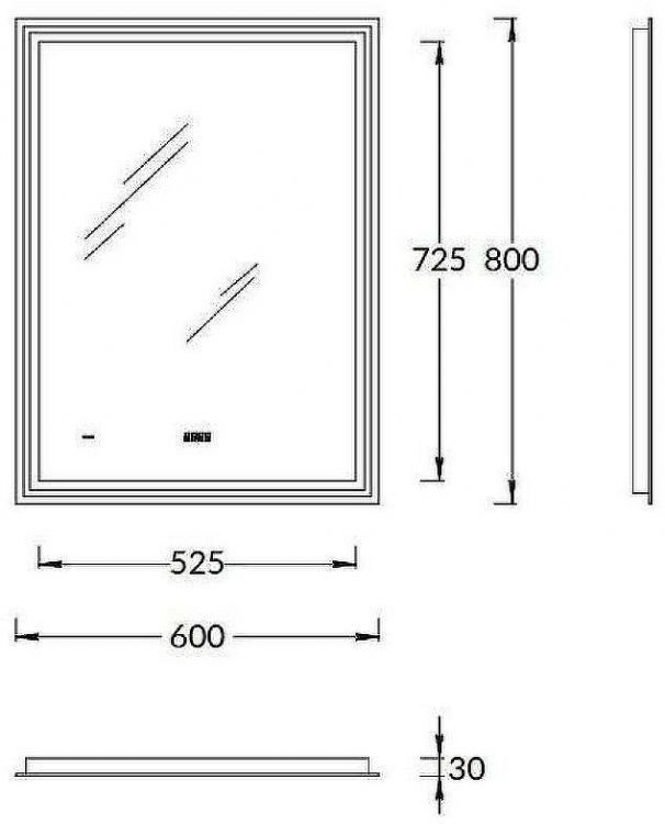 Зеркало Kerama Marazzi Tecno 60 TE.mi.60 с подсветкой с бесконтактным выключателем с подогревом и часами