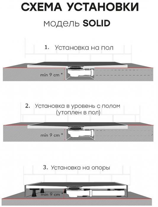 Душевой поддон из искусственного камня Starohome Solid 90х80 1237830 цвет Серый матовый