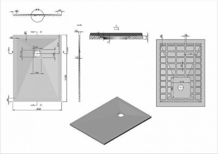 Душевой поддон из искусственного камня Vincea 110x80 VST-4SR8011W+Vsph-D132 Белый матовый