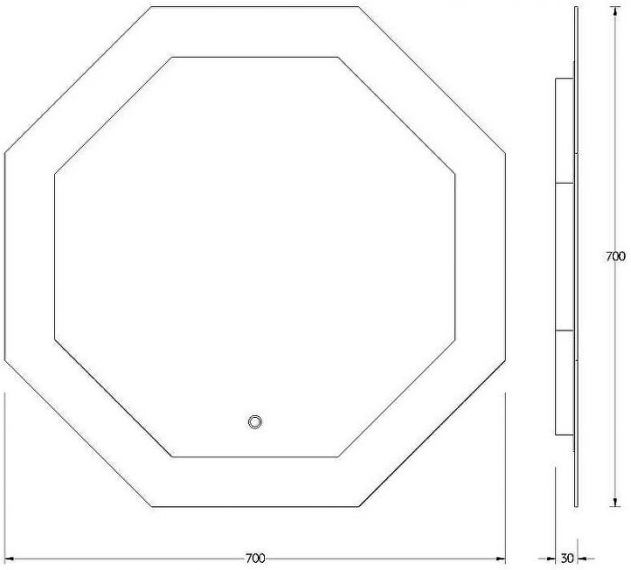 Зеркало Evoform Ledshine 70x70 BY 2604 с подсветкой 22.5 W - сенсорный выключатель - нейтральный белый свет