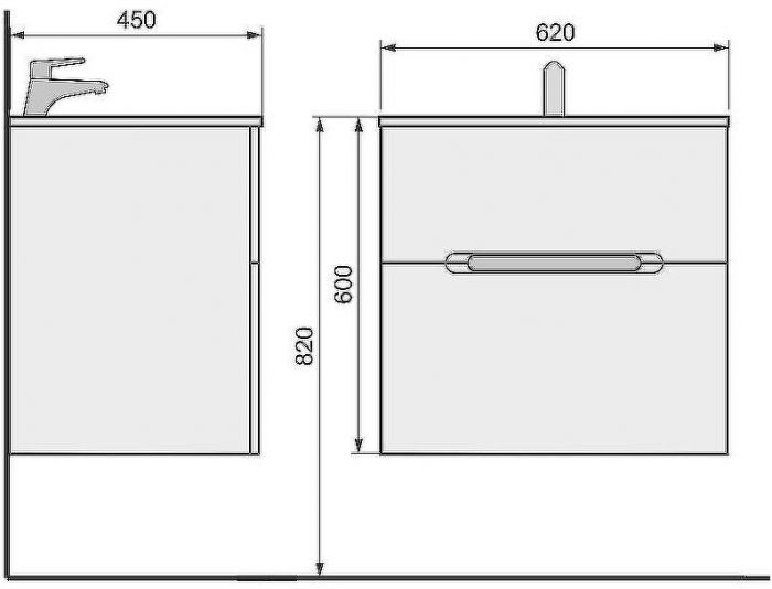 Тумба под раковину Jorno Modul 65 Mоl.01.62/P/W подвесная Белый глянец